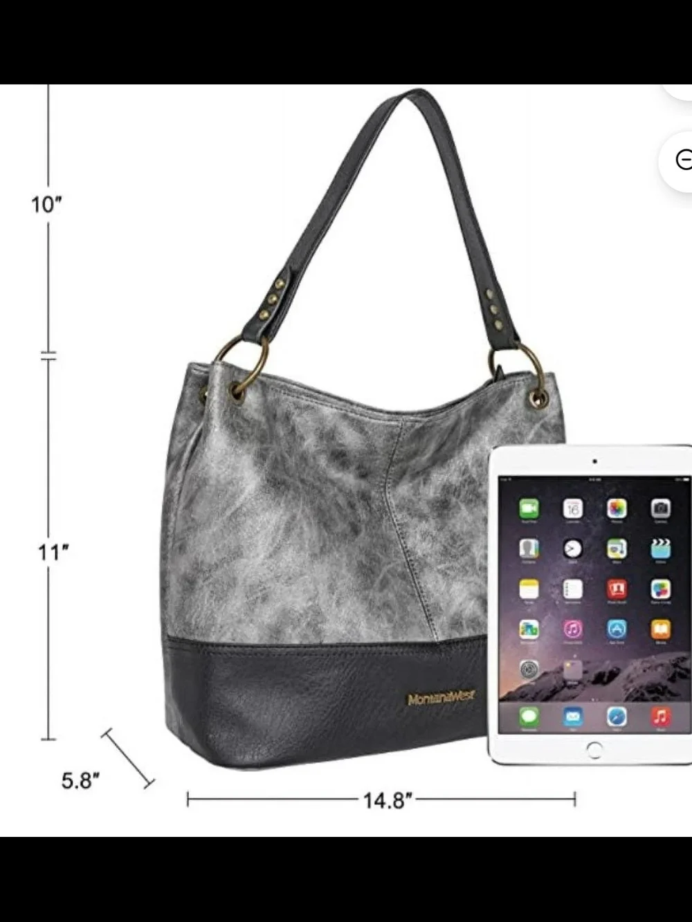 Montana West Pearl Silver and Black Hobo Shoulder Bag - Picture 3 of 6